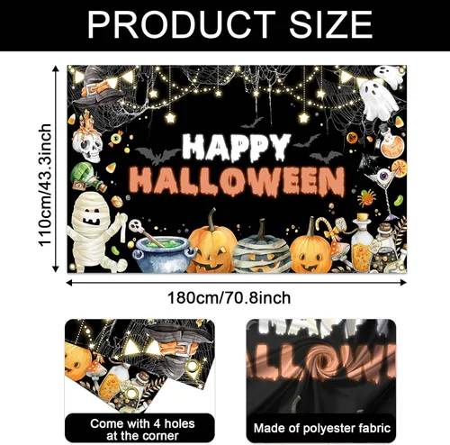 Vista 6 de Mocsicka Telón de fondo de Halloween para decoración de fiesta de Halloween, decoración de fiesta de Halloween, fondo para fotografía de Halloween