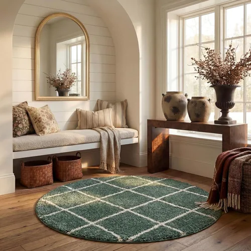 Vista 110 de SAFAVIEH Hudson Shag Collection - Alfombra decorativa de 2 x 3 pies, color beige y marfil, diseño moderno de enrejado, no desprende pelusa
