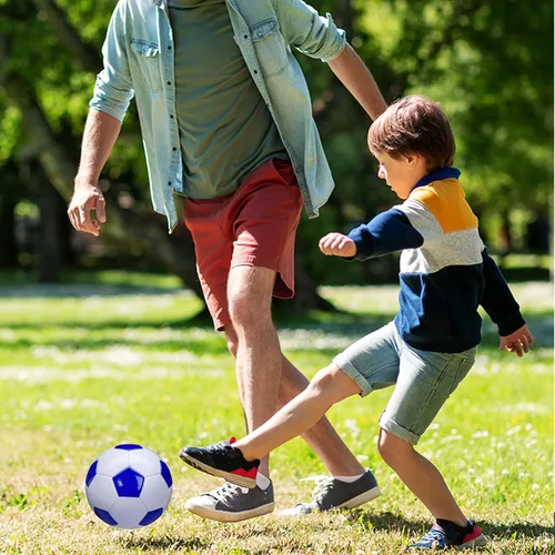 Vista 7 de Balón de fútbol tamaño 2, 3, 4, 5, blanco y azul, actividades deportivas escolares para exteriores e interiores, diseño clásico antiexplosión