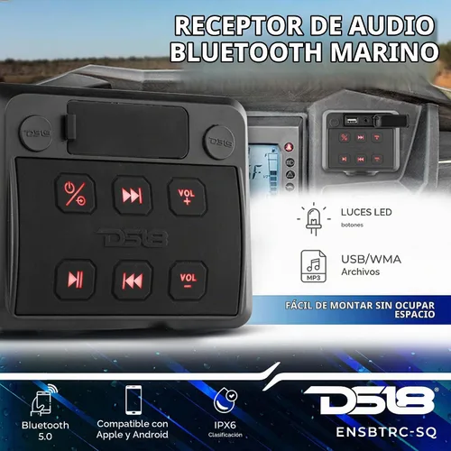 Vista 2 de DS18 ENSBTRC-SQ - Radio estéreo universal Bluetooth marino - Receptor de audio impermeable para barco con MP3, USB, SD, ideal para barco, ATV, UTV