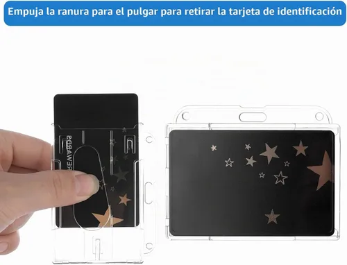 Vista 5 de TIESOME Portatarjetas de identificación con llavero, paquete de 2 soportes de tarjetas de alta resistencia, llavero de plástico duro, protector