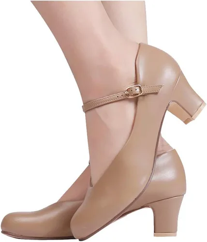Vista 6 de Stelle Zapatos de carácter para mujer, zapatos de baile de 1.5"2" con correa de tobillo, tacones de baile para sala de baile, salsa, tango