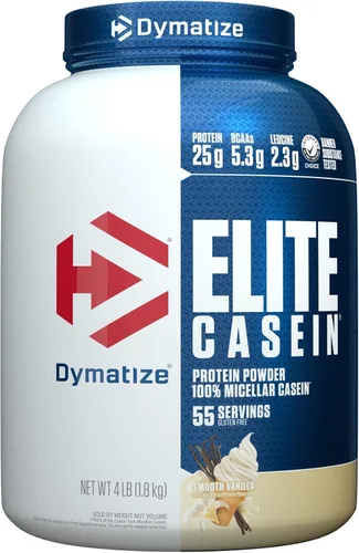 Vista 11 de Dymatize Elite - Proteína en polvo de caseína, chocolate, 100% caseína micelar, 25g de proteína, 5.4g de BCAA, 2.3g de leucina, absorción lenta