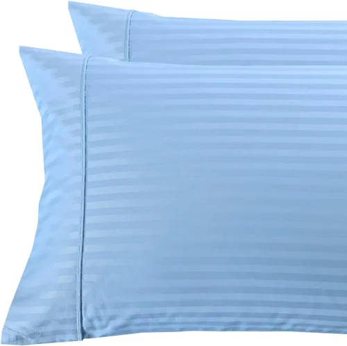 Vista 25 de sheetsnthings Juego de 2 fundas de almohada estándar de 300 hilos beige a rayas, tamaño Queen