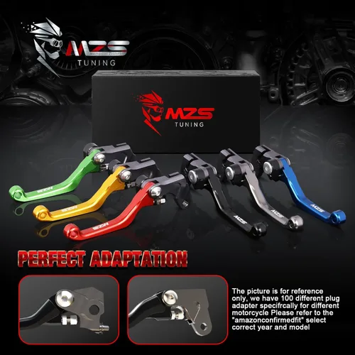 Vista 2 de MZS - Palancas de embrague y freno ajustables para motocicleta todo terreno, color negro, con mecanizado CNC, compatibles con YZ65 2018-2025 / YZ80