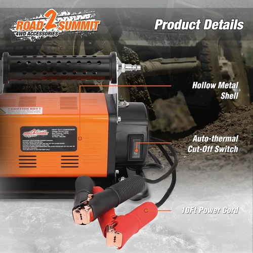 Vista 7 de Kit de compresor de aire portátil de 12 V resistente que infla 6.35 CFM (180 L/min), máximo 150 PSI, kit de compresor de aire todoterreno