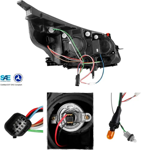 Vista 3 de AKKON - Para faros delanteros de proyector Chevy Malibu 2013-2015 [For Halogen Model Only] C-Shape LED DRL Daytime Running Light Black Housing