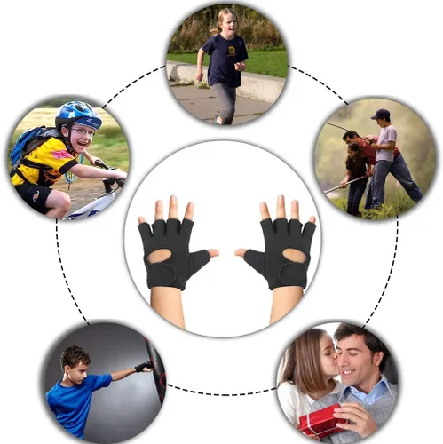 Vista 7 de Luwint Guantes de entrenamiento sin dedos para niños, guantes antideslizantes de fitness para niños, ciclismo, yoga, levantamiento de pesas, 1 par