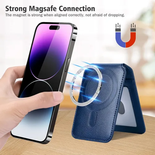 Vista 2 de nuoku Cartera magnética para teléfono compatible con cartera Magsafe, tarjetero magnético para iPhone 15/14/13/12, no compatible con 13/12 mini