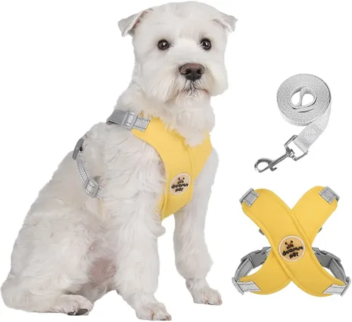 Vista 8 de FEimaX Arnés para perro con marco en X para mascotas, sin tirones, juego de correa, ajustable, reflectante, sin estrangulamiento, para cachorros