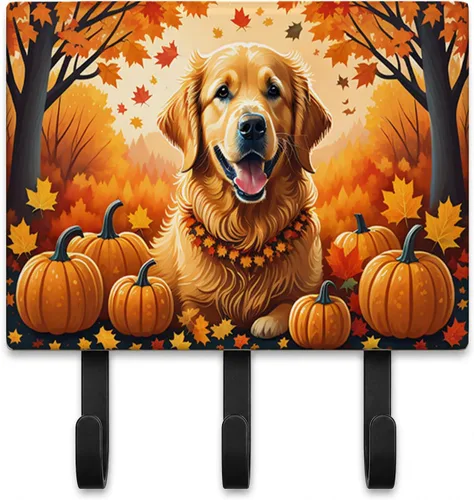 Vista 34 de Affenpinscher - Correa de otoño o llavero Affenpinscher Fall artwork on ceramic tile with three steel hooks for keys, leashes, towels