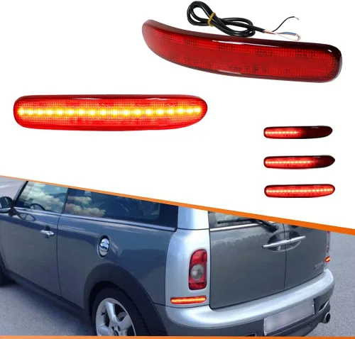 Vista 10 de ADIIL Reflector de parachoques trasero Carcasas de luz de freno de cola Lámparas de señal de giro Kit de accesorios para Mini Cooper Clubman R55