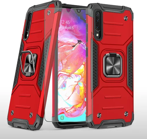 Vista 7 de Asuwish Funda compatible con Samsung Galaxy A70 y protector de pantalla de vidrio templado, accesorios para celdas, soporte de anillo, fundas Negro