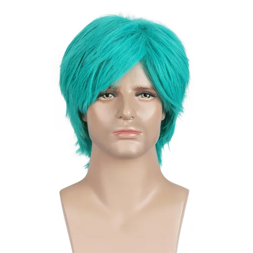 Vista 24 de RightOn Peluca marrón corta para disfraz, pelucas cortas marrones para hombre y mujer, fiesta de cosplay
