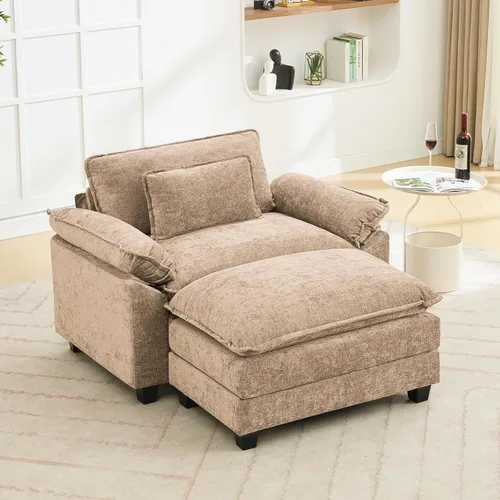 Vista 49 de Oprisen Sofá Seccional Modular, Cómodo Cloud Couch Sofá Seccional, Sofá Cama de Chenilla con Asiento Profundo con Almohadas Decorativas para Sala