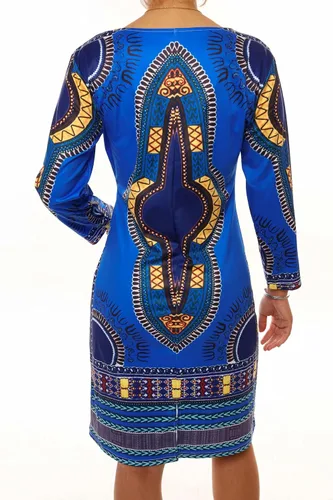 Vista 2 de Vestido de verano bohemio con cuello en V para mujer, estilo étnico, estampado africano
