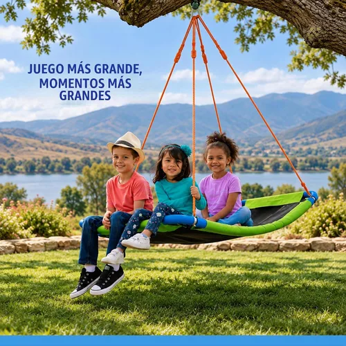 Vista 4 de PLATPORTS Columpio de plataforma – Columpio rectangular grande para niños y adultos