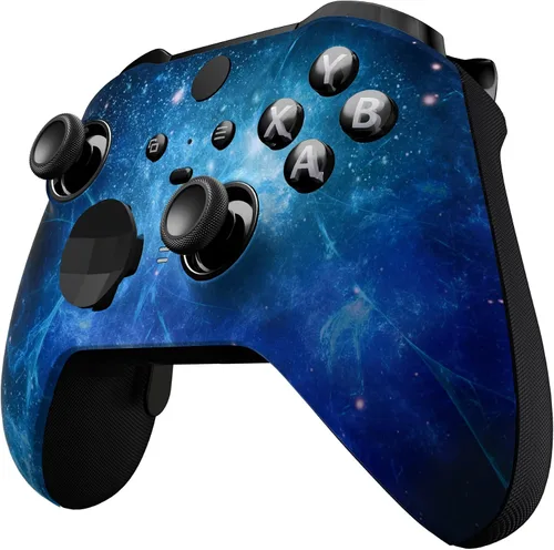 Vista 6 de eXtremeRate Blue Nebula Replacement Faceplate Cover for Xbox One Elite Controller Series 2 (Model 1797), Soft Touch Front Housing Shell Case &