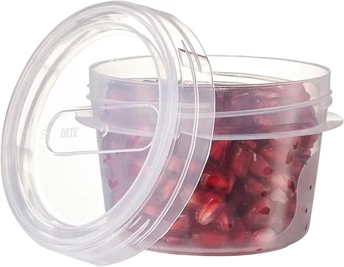 Vista 8 de PLASTICPRO Paquete de 6 recipientes de almacenamiento de alimentos con tapa giratoria con rosca transparente, recipientes reutilizables
