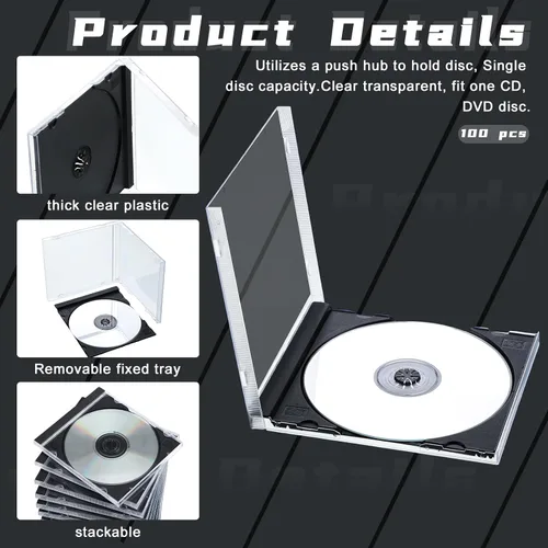 Vista 2 de LEIFIDE 50 Piezas Caja de Joya para CD de 10.4 mm de Plástico Transparente, Funda Única para DVD, Funda Estándar para CD/DVD para Protección