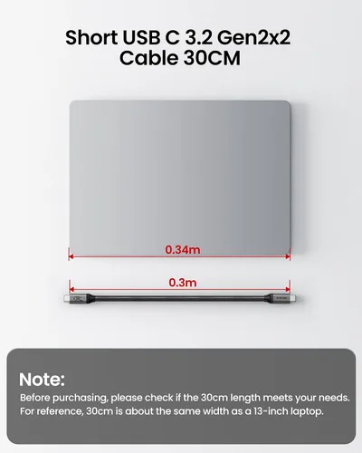 Vista 6 de Silkland Cable de datos USB C de 20 Gbps, corto de 1 pie USB3.2 Gen 2x2 de transferencia de datos de alta velocidad, cable de monitor [5K/4K 60Hz]