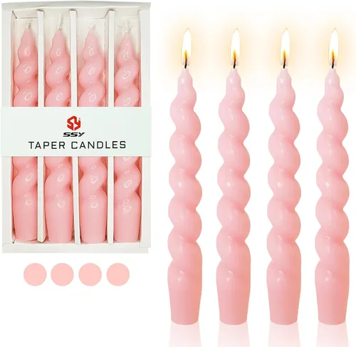 Vista 46 de SM101 - Vela cónica roja, velas en espiral de 10 pulgadas, velas largas cónicas sin goteo para cena, mesa de comedor, boda, fiesta, fiesta, Rojo