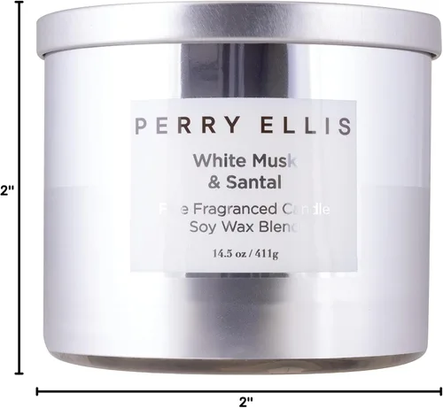 Vista 4 de Perry Ellis Velas perfumadas, almizcle blanco + vela de soja Santal