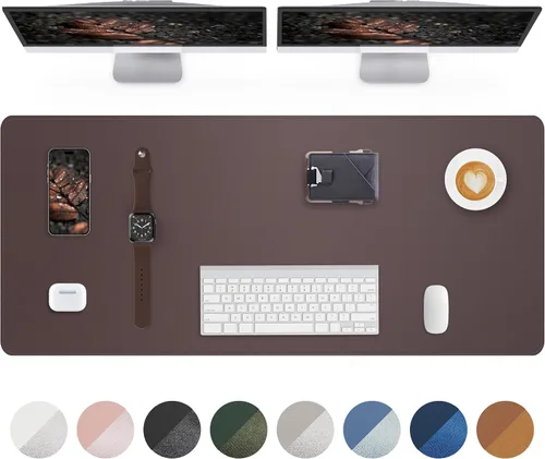Vista 59 de Tapete protector para escritorio y mouse, antideslizante, de piel sintética, tapete impermeable de escritura para laptop, para oficina y hogar