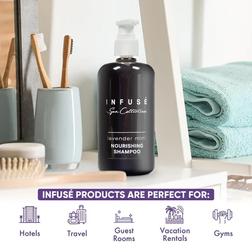 Vista 3 de Terra Pure Infuse Lavender Mint Shampoo Colección Spa Servicios del hotel en botella con bomba 10.14 oz / 10.1 fl oz (caja de 12)