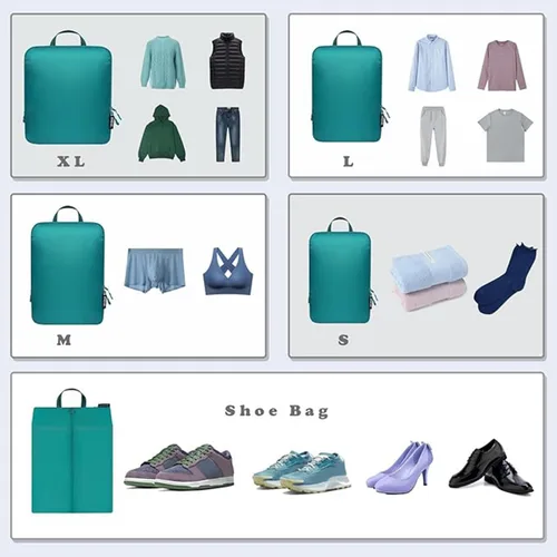 Vista 154 de BAGAIL 4 Set/6 Set Ultraligero Compresión Embalaje Cubos Organizador de Embalaje para Accesorios de Viaje Equipaje Maleta Mochila