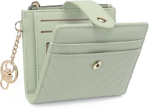 Vista 15 de GAEKEAO Billetera delgada para mujer, tarjetero con bloqueo RFID, billetera plegable con bolsillo para monedas con cremallera, ventana
