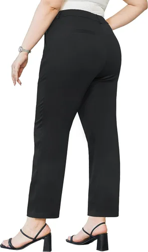 Vista 3 de Pantalones de talla grande para mujer, pantalones casuales de negocios, pantalones largos y rectos, pantalones de trabajo cómodos para mujer