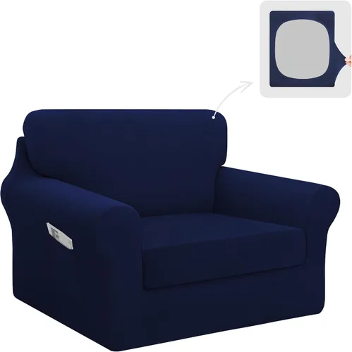 Vista 37 de Easy-Going - Funda elástica para sofá (7 piezas), tamaño XL, color negro Juego de funda de sofá lavable para 3 cojines de respaldo y asiento
