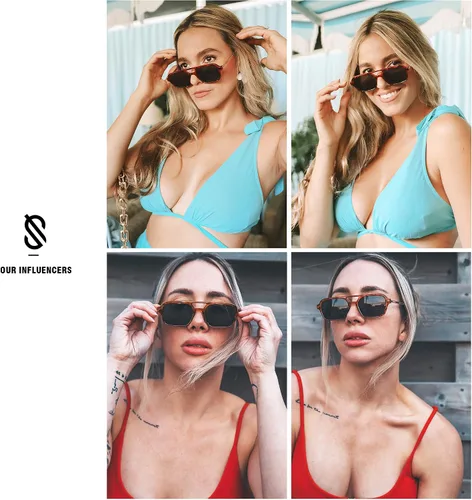Vista 29 de SOJOS Vintage Polarized Aviator Sunglasses for Women Men 70s Retro Flat Narrow Rectangular Womens Glasses SJ2186