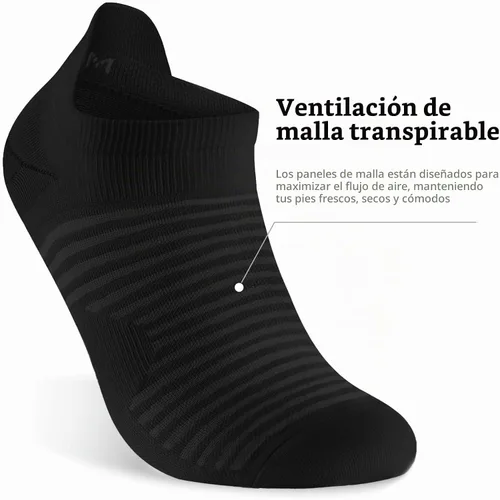 Vista 4 de Calcetines de compresión para correr con corte bajo en el tobillo (6 pares) para hombres y mujeres negro (6 pares)