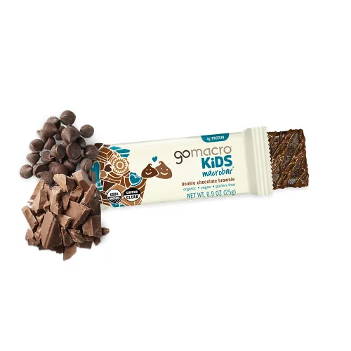 Vista 2 de GoMacro Kids MacroBar - Barras veganas orgánicas – Brownie de chocolate doble (barras de 0.90 onzas, 7 unidades)