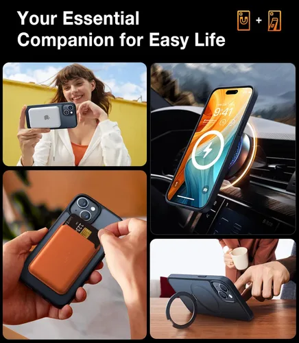 Vista 8 de TORRAS Funda magnética con función atril para iPhone 13/iPhone 14 [compatible con MagSafe], soporte resistente y versátil, grado militar, a prueba