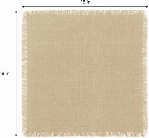 Vista 3 de COTTON CRAFT Servilletas de tela con borde de flecos - Juego de 12 servilletas suaves de algodón puro - Servilletas reutilizables para almuerzo