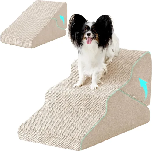 Vista 9 de Ahpmeoa Escaleras para perros para cama de 23 pulgadas de alto, escalones Gris
