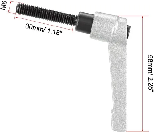 Vista 3 de uxcell Mango M6 x 1.181 in Palanca de sujeción ajustable Rosca botón de trinquete macho roscado Perillas de tornillo de liberación rápida Pernos
