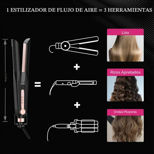Vista 3 de SKIMI Airflow Styler 2.0 - Plancha plana de titanio para alisar el cabello