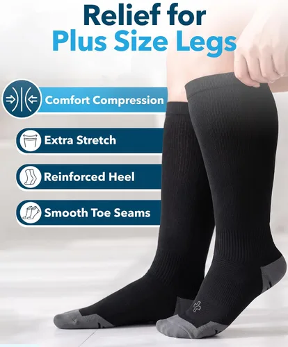 Vista 2 de Doctor's Select® Plus Size Compression Socks for Women Wide Calf - 3 Pairs