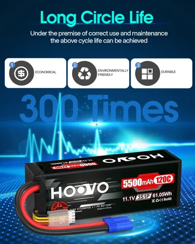 Vista 7 de HOOVO Batería Lipo 3S 11.1V 5500mAh 120C RC Batería Hardcase con EC5 Conector para RC Car Truggy Boat Truck Racing Modelos 2 Paquetes