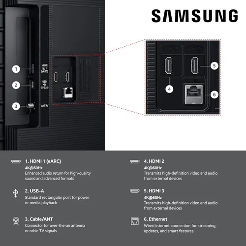 Vista 4 de Samsung Smart TV Crystal UHD U8000F 4K de 43 pulgadas (modelo 2025) Contenido gratuito sin fin, procesador, diseño MetalStream, Knox Security, Alexa