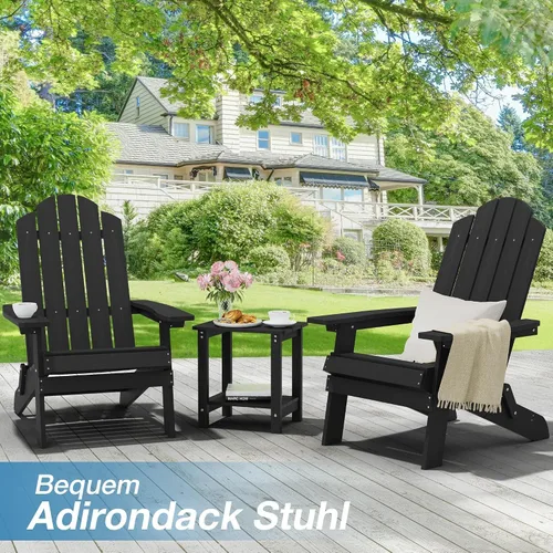 Vista 2 de MXIMU Silla Adirondack plegable para exteriores: sillas Adirondack fáciles de montar y cómodas, silla de plástico compuesto para todo tipo de clima