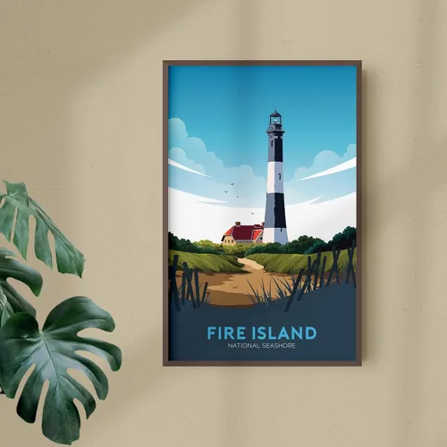 Vista 2 de Póster de la isla del fuego, sin enmarcar Impresión de viaje de la costa nacional de la isla del fuego, arte del parque nacional, póster