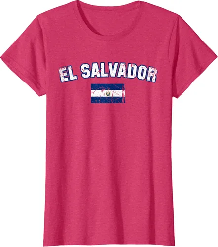 Vista 10 de EL SALVADOR Bandera Vintage Hombres Mujeres Niños Camiseta EL SALVADOR