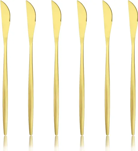 Vista 11 de Juego de 6 tenedores de postre de acero inoxidable de 3 dientes, juego de tenedores para frutas y tartas, 5.31 pulgadas, dorado
