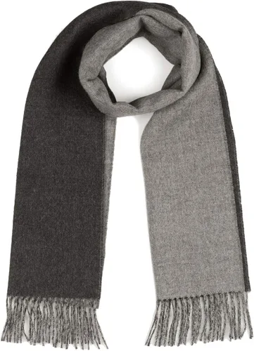 Vista 10 de Inca Fashions - Bufanda de lana de alpaca - 100% alpaca bebé pura - Bufanda reversible de contraste de doble cara Negro / Gris