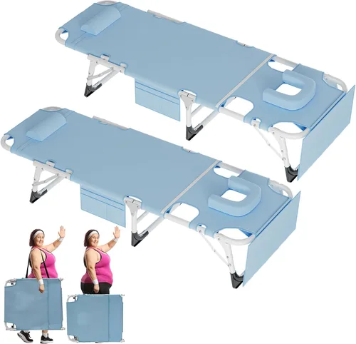Vista 17 de ABORON - Silla de bronceado 3 en 1 extragrande con tapete y reposabrazos, tumbonas plegables resistentes, 5 posiciones para exteriores, para playa